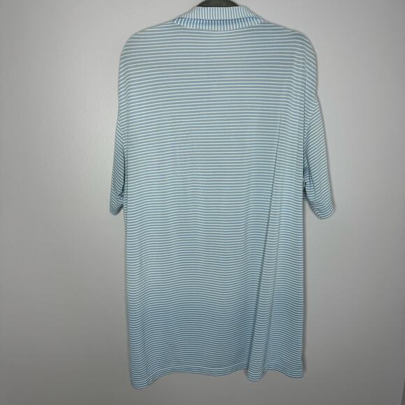 Peter Millar Men's Cottage Blue Donald Stripe Stretch Mesh Polo Shirt Golf Sz XL - Picture 5 of 8